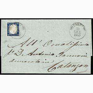 1863 - 15 cent. azzurro tipo Sardegna (11), ... 