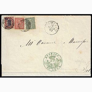 1883 - 1 cent. e 2 cent. De La Rue, tiratura ... 