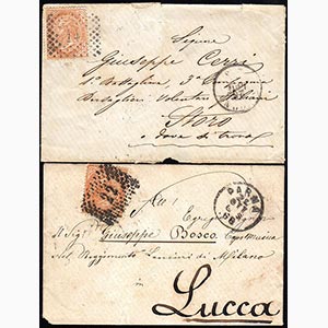 1866/68 - Due lettere affrancate con 10 ... 