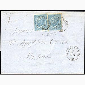 1863 - 15 cent. azzurro celeste De La Rue, ... 