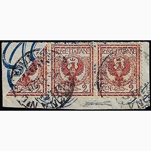 1901 - 2 cent. Floreale (69), striscia di ... 