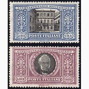 1927 - 1 lira e 5 lire Manzoni (155/156), ... 