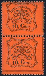1868 - 10 cent. vermiglio arancio, coppia ... 