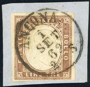1861 - 3 lire rame vivo (18A),  perfetto, ... 
