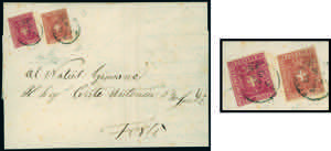 1861 - 40 cent. carminio e 80 cent carnicino ... 