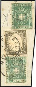 1861 - 5 cent. verde, due esemplari (18), in ... 