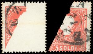 1859 - 5 soldi rosso, II tipo (30), stampato ... 