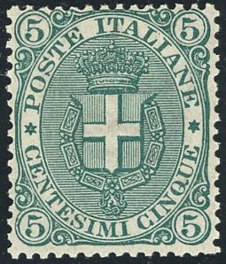 1891 - 5 cent. Stemma, fondo rigato (59), ... 