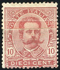 1896 - 10 cent. carminio, stampa su carta ... 
