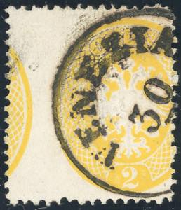 1863 - 2 soldi giallo, dent. 14, ... 