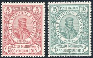 1910 - 5 + 5 cent., 15 + 5 cent. Garibaldi ... 