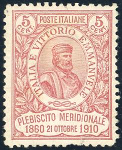 1910 - 5 + 5 cent. Garibaldi, dent. 12 ... 