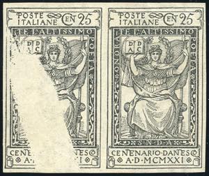 1921 - 25 cent. nero Dante, errore di ... 