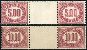 1875 - 5,00 e 10,00 lire lacca, francobolli ... 