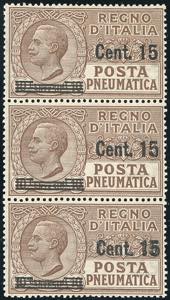 1924 - 15 cent. su 10 cent. (4), striscia ... 