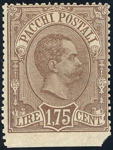 1884 - 1,75 lire bruno, Umberto I, NON ... 
