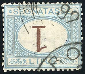 1870 - 1 lira azzurro chiaro e bruno, cifra ... 