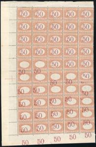 1890 - 50 cent. arancio e carminio, ... 