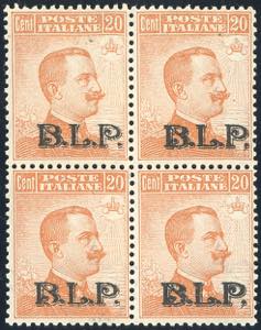 1922 - 20 cent., soprastampa nera BLP  del ... 
