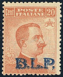 1922 - 20 cent., soprastampa azzurra BLP del ... 