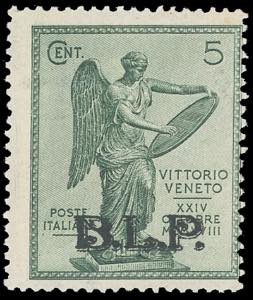 1922 - 5 cent. verde Vittoria, soprastampato ... 