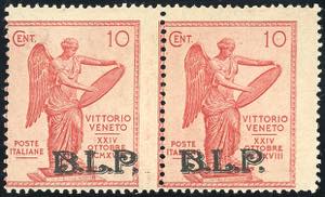 1922 - 10 cent. carminio Vittoria, coppia ... 