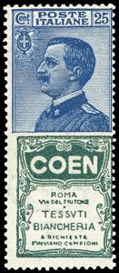 1924 - 25 cent. Coen (5), gomma originale ... 
