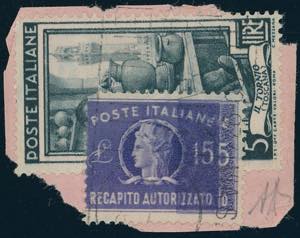 1949 - 15 lire violetto, doppia stampa, in ... 