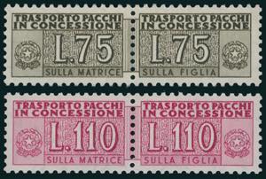 1955 - 75 e 110 lire, filigrana stelle ... 