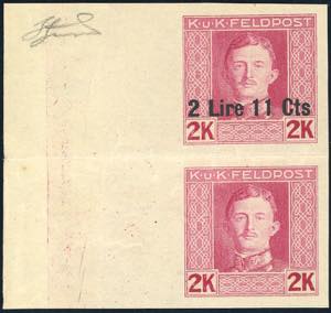 OCCUPAZIONE AUSTRIACA 1918 - 2,11 lire su 2 ... 