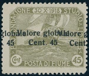 FIUME 1920 - 45 cent. su 45 cent. Valore ... 