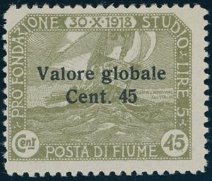 FIUME 1920 - 45 cent. Valore globale ... 