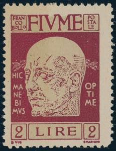 FIUME 1920 - 2 lire rosso solferino ... 