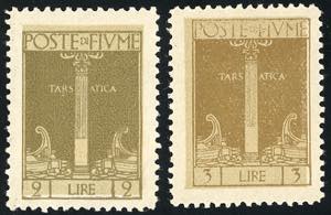 FIUME 1923 - 2 lire e 3 lire errori di ... 