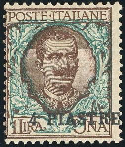 COSTANTINOPOLI 1908 - 4 pi. su 1 lira, II ... 