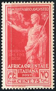 1938 - 75 cent. Augusto, carta ricongiunta ... 