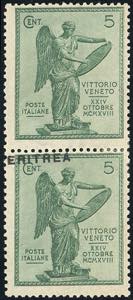 1922 - 5 cent. Vittoria, coppia verticale, ... 