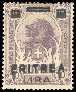 1922 - 1 lira su 10 a. Leoni, doppia ... 