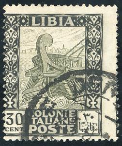 1921 - 30 cent. nero e oliva Pittorica, ... 