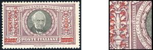 1924 - 3 r. su 5 lire Manzoni, pos. 14 con ... 