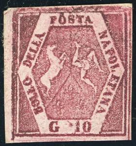 1859 - 10 grana carminio lillaceo, falso per ... 