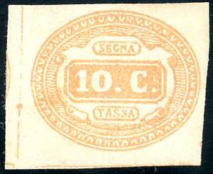 1863 - 10 cent. arancio (1b), nuovo, gomma ... 