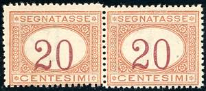 1894 - 20 cent. arancio e carminio, cifre ... 