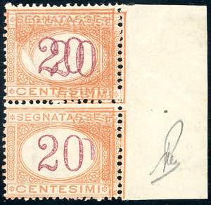 1890 - 20 cent. arancio e carminio, doppia ... 