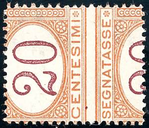 1890 - 20 cent. arancio e carminio, ... 