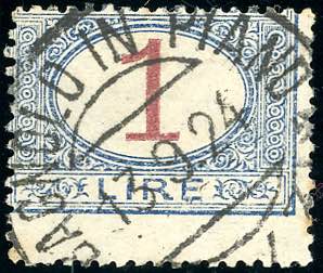 1890 - 1 lira azzurro e carminio (27), ... 
