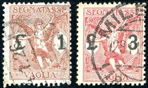 1924 - 1 lira, 3 lire, decalco della cifra ... 