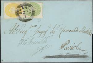 1863 - 2 soldi giallo e 3 soldi verde, dent. ... 