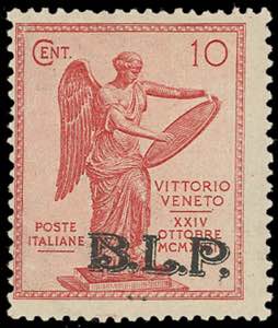 1922 - 10 cent. Vittoria, soprastampa BLP, ... 