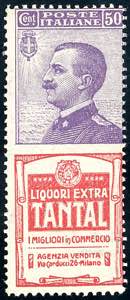 1924 - 50 cent. Tantal (18), gomma integra, ... 